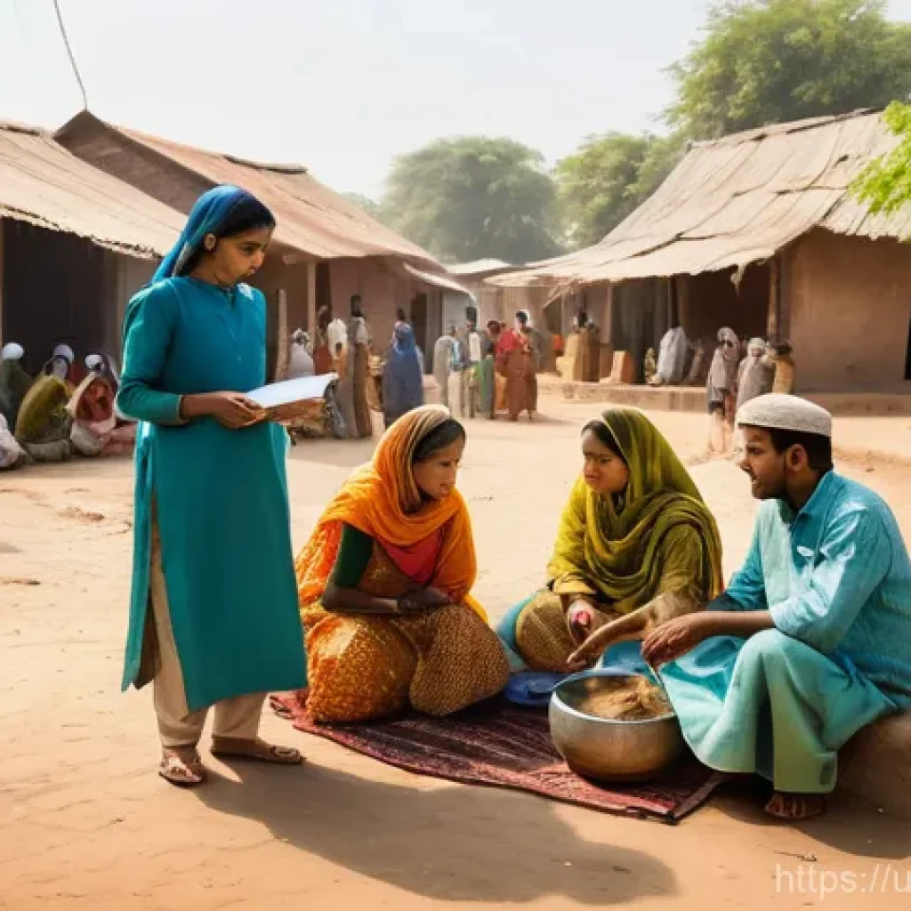 지식의 한계 인식과 지속 가능한 경영 - **Prompt:** A bustling, sun-drenched village square in a South Asian country, where a diverse group ...