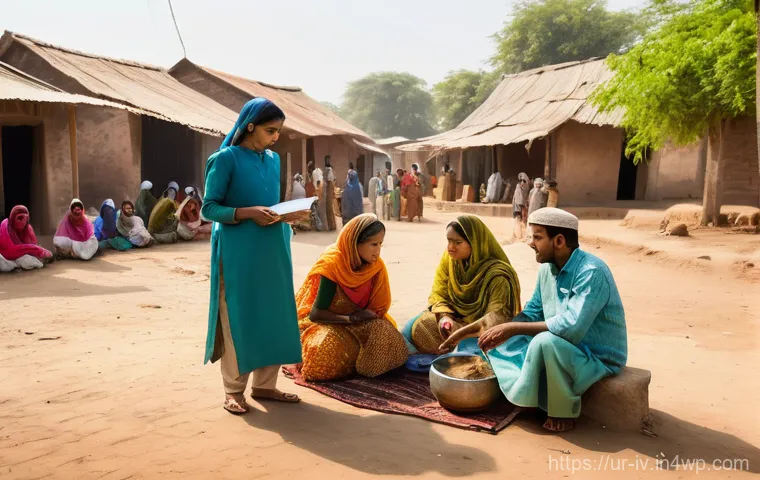지식의 한계 인식과 지속 가능한 경영 - **Prompt:** A bustling, sun-drenched village square in a South Asian country, where a diverse group ...