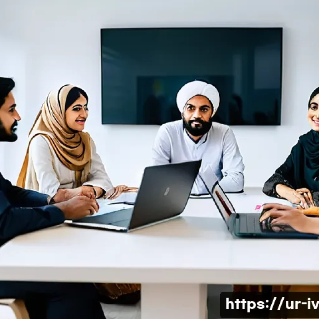지식의 한계 인식이 팀 성과에 미치는 영향 - A diverse Pakistani office team engaged in a collaborative meeting around a modern conference table,...